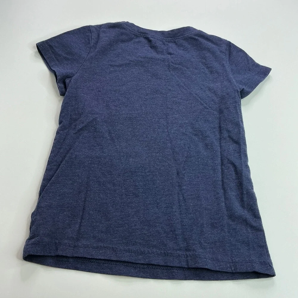Cherokee Navy Blue Sequin Star Shirt Kids Size S 6-6X Flip Sequin Short Sleeve